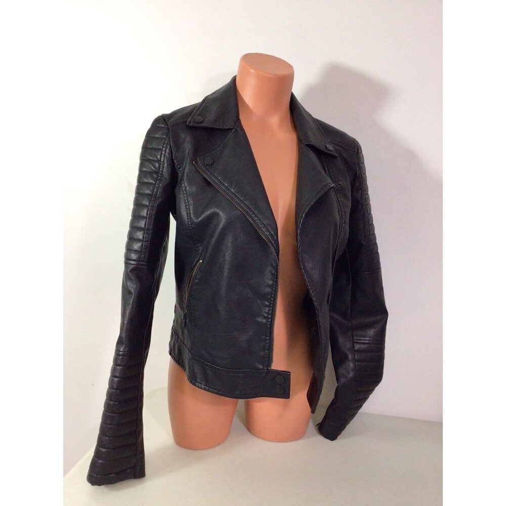 Faux Leather Moto Jacket Womens Small